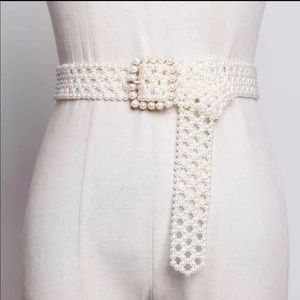 Autumn Winter Pearl Long belt, GOLD BUCKLE